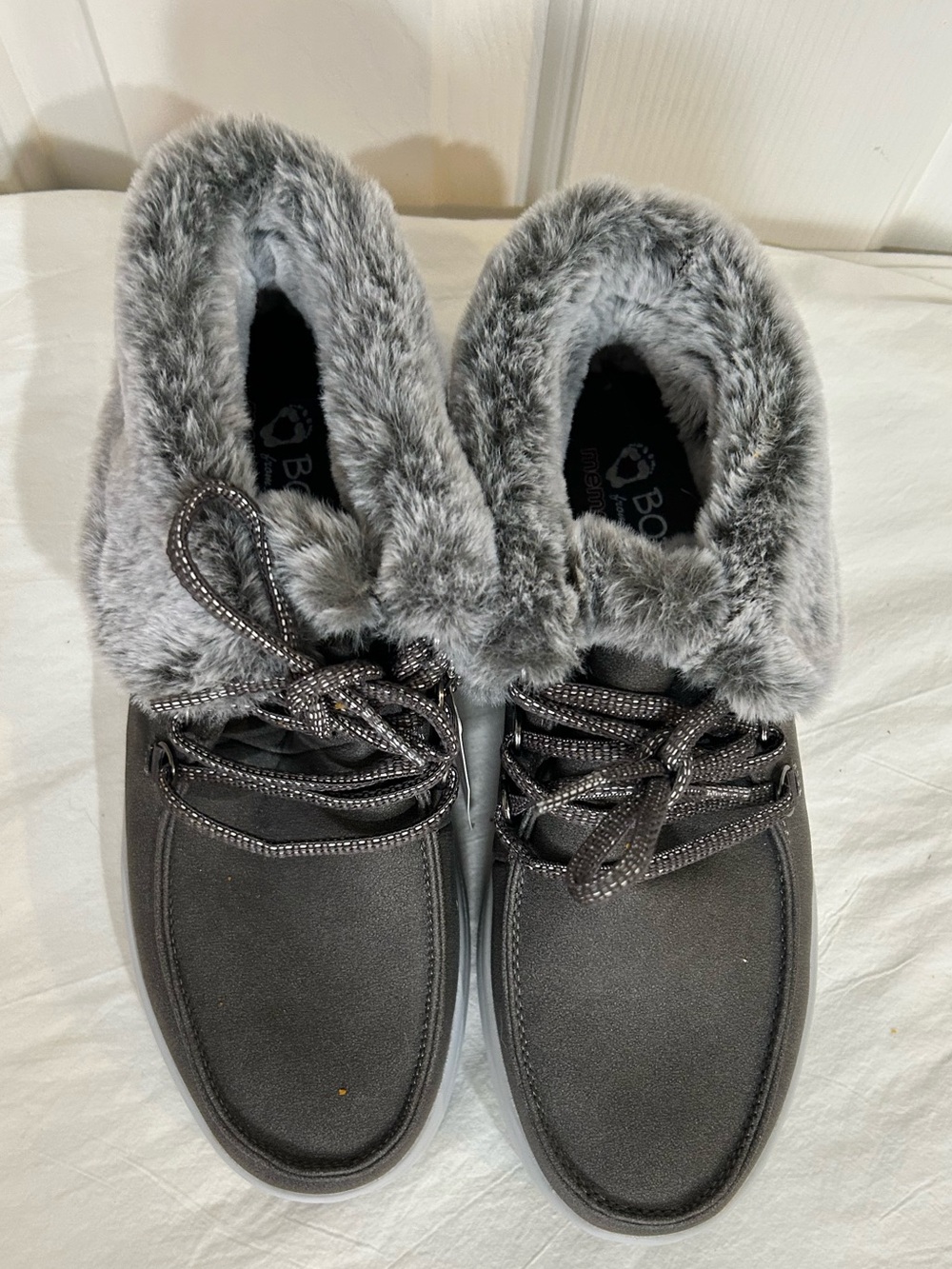 Skechers Cozy Faux Fur Lined Charcoal Grey Booties Sneakers Size 8 - Picture 5 of 10